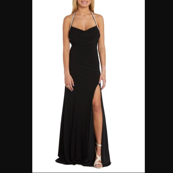 Morgan & Co. Dresses & Skirts - Morgan & Co. Women's Juniors' Embellished-Strap Jersey Gown